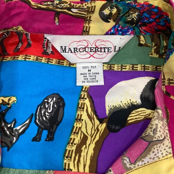 Vintage Womens Top Silk Medium Animal Lover Womens Button down 90s Shirt Medium - Picture 6 of 17